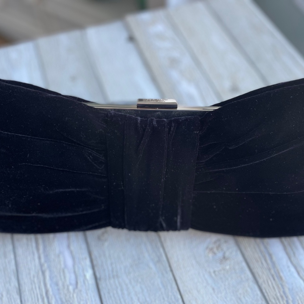 Kate Spade Black Velvet Bow-Tie Clutch